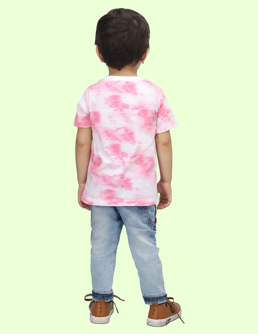 Nusyl infants pink positive mood printed Tie & Dye tshirt.