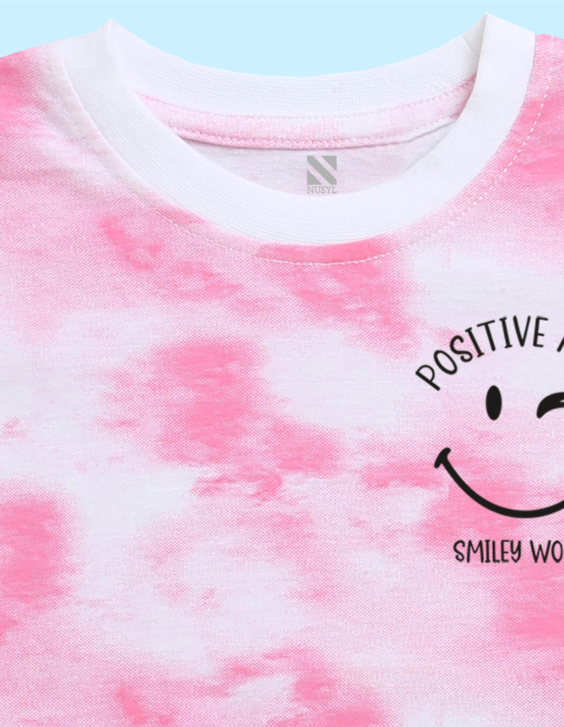 Nusyl infants pink positive mood printed Tie & Dye tshirt.