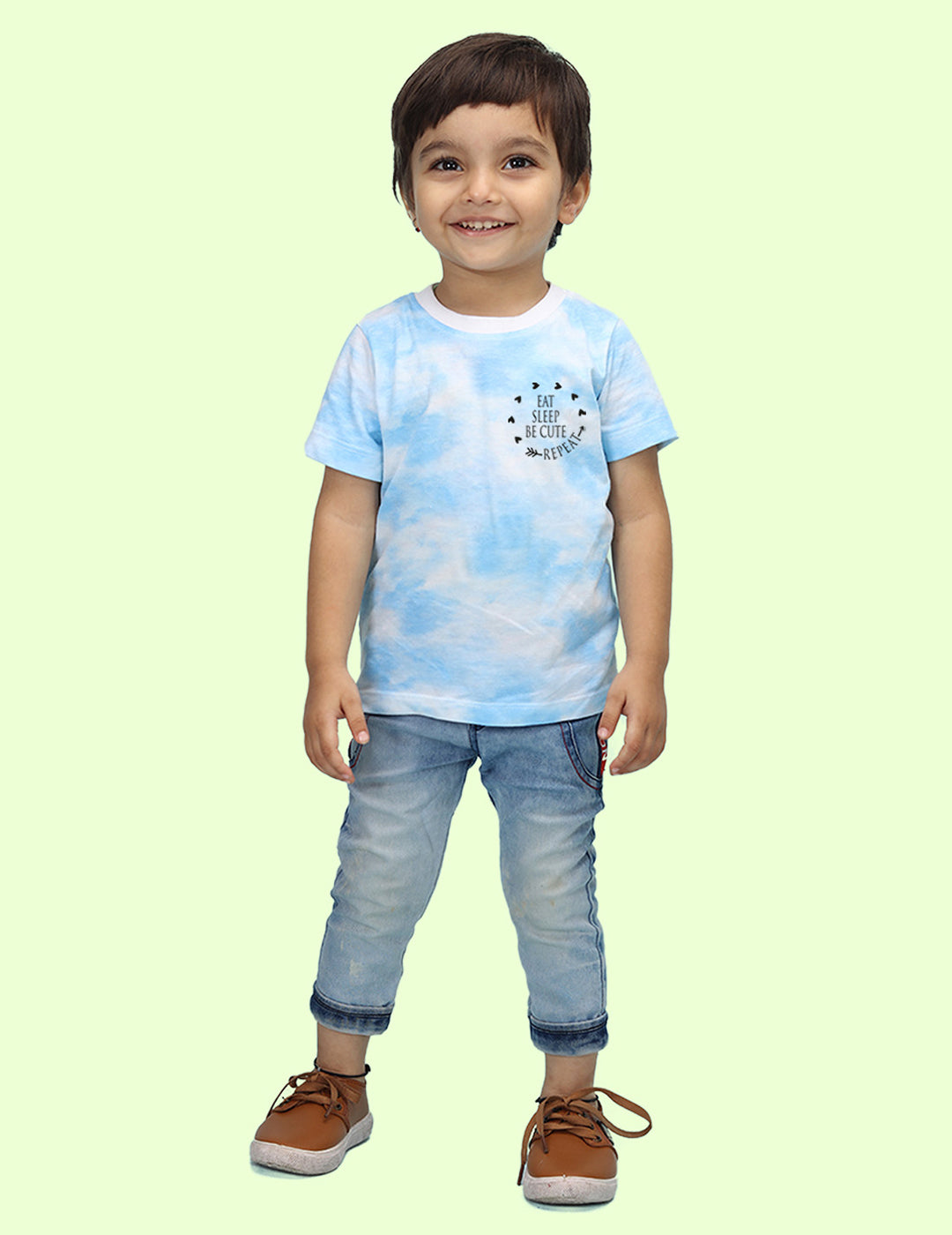 Nusyl infants blue be cute printed Tie & Dye tshirt.