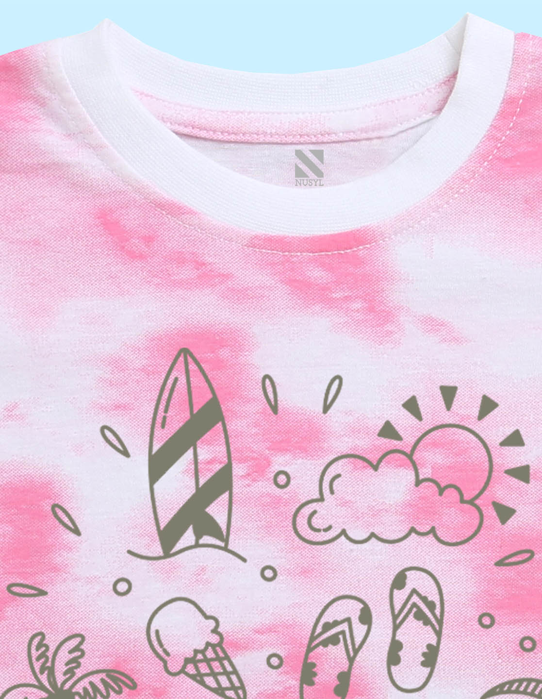 Nusyl infants pink summer printed Tie & Dye tshirt.
