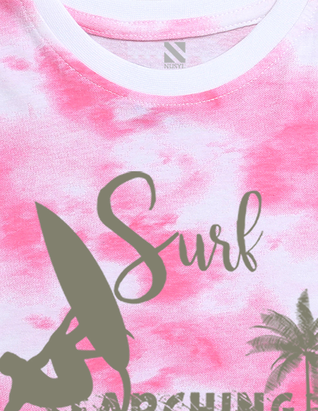 Nusyl boys surf printed pink tie & dye t-shirt