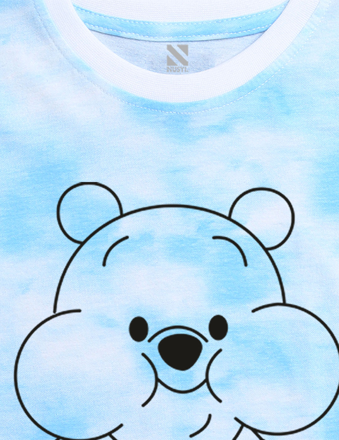 Nusyl boys teddy bear printed blue tie & dye t-shirt