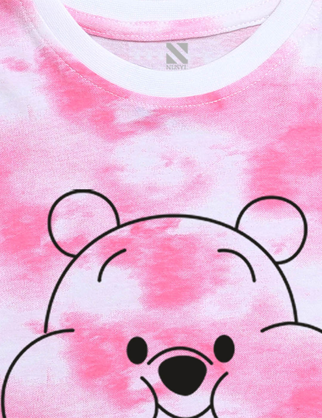 Nusyl boys teddy bear printed pink tie & dye t-shirt