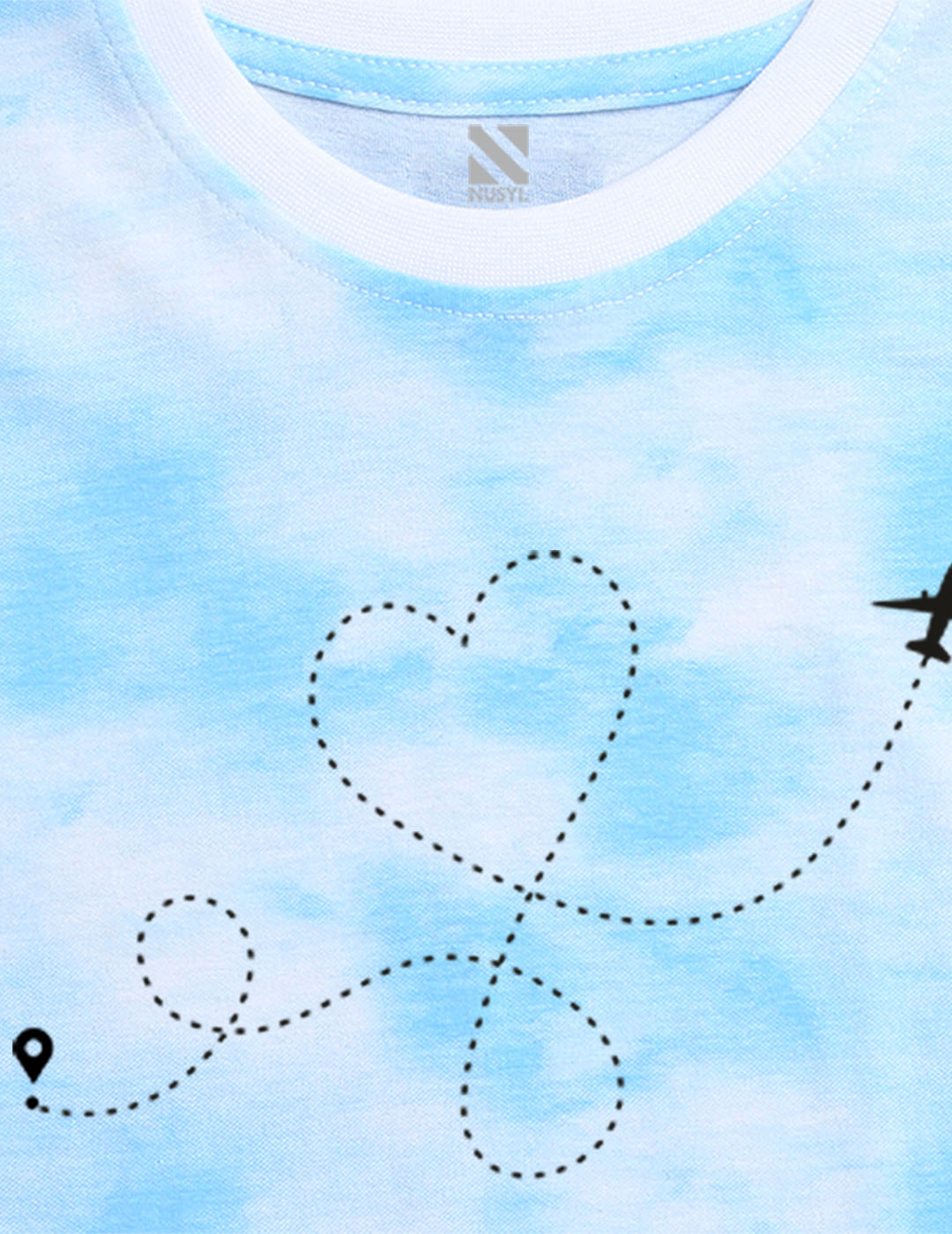 Nusyl boys travel mood printed blue tie & dye t-shirt