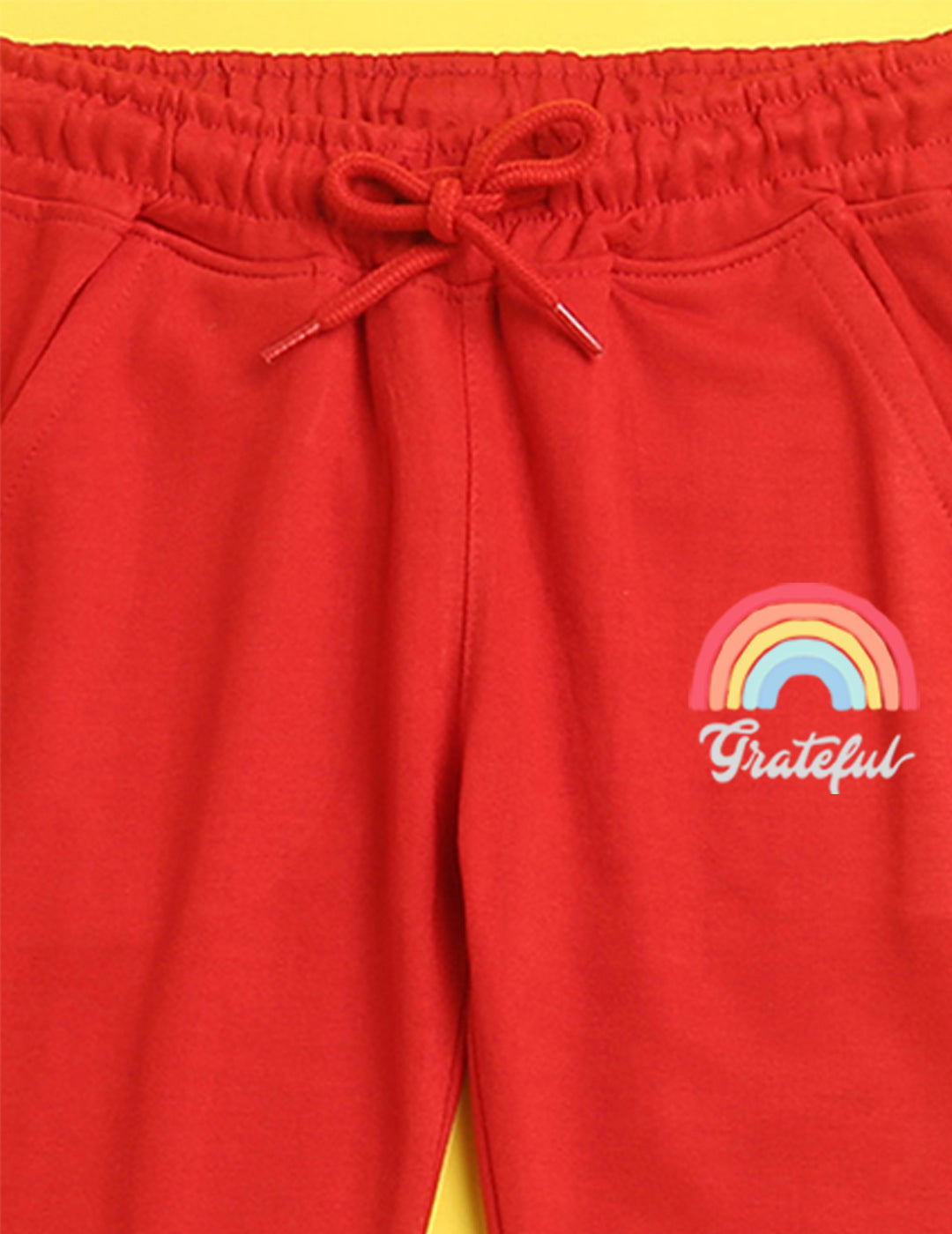 Nusyl Red text printed kids unisex treck pants