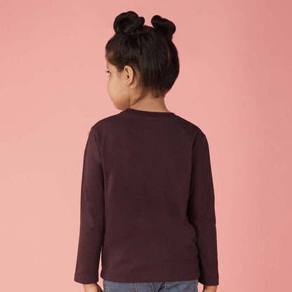 Nusyl Girls Maroon Rainbow Printed Full sleeve T-Shirt
