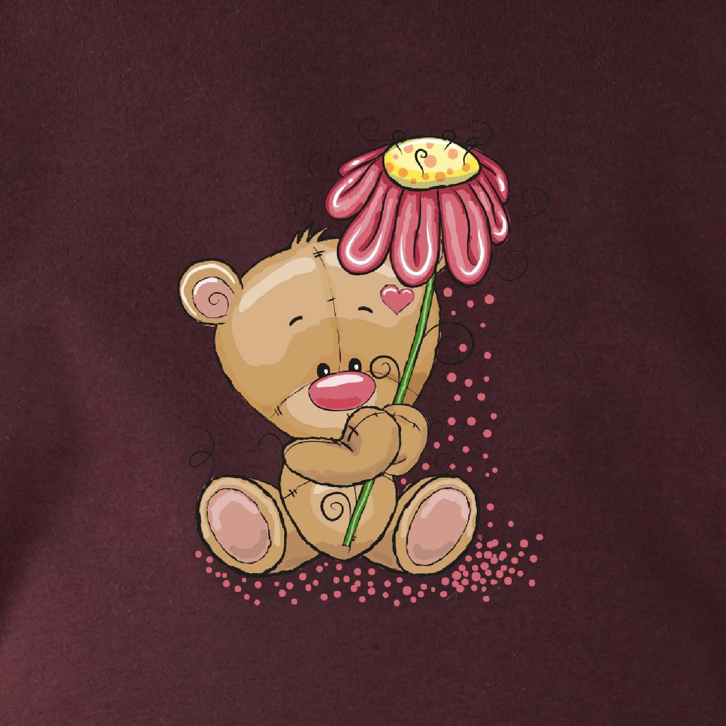 Nusyl Girls maroon Teddy Bear Printed T-Shirt