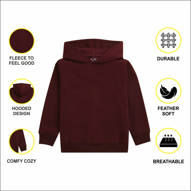 Nusyl Girl's burgundy unicorn & be unique text Printed hoodie