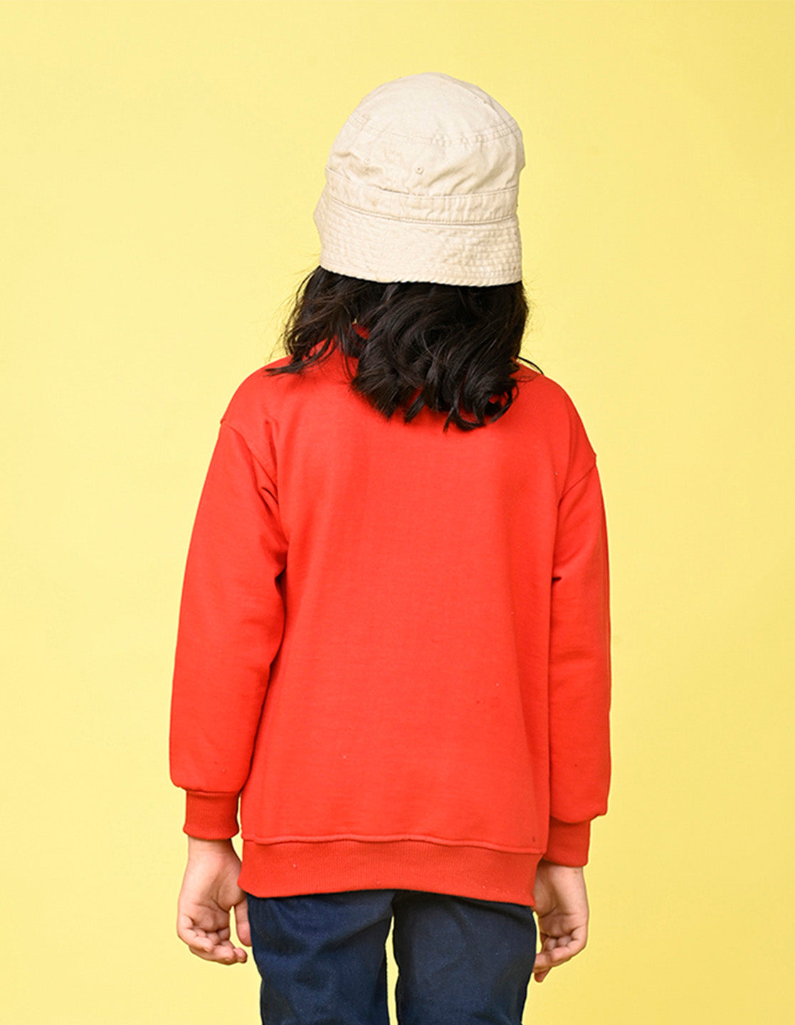 Nusyl Girl's Red Unicorn & Text Printed Round Neck Oversized Sweatshirt