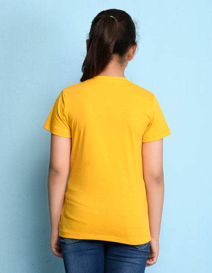Nusyl Girls Yellow You are Magical Text Printed Cotton Half Sleeve Regular Fit T-Shirts for Girls