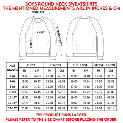NUSYL Boy's Black Rock text Printed Oversized Round neck Sweatshirt