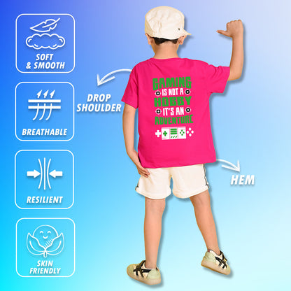 Nusyl Boys Hot Pink Gaming is Not A Hobby Text Printed Short Sleeve Oversized T-Shirt