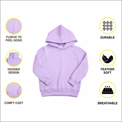 Nusyl Girl's Lilac Cute cat & happy smile text Printed hoodie