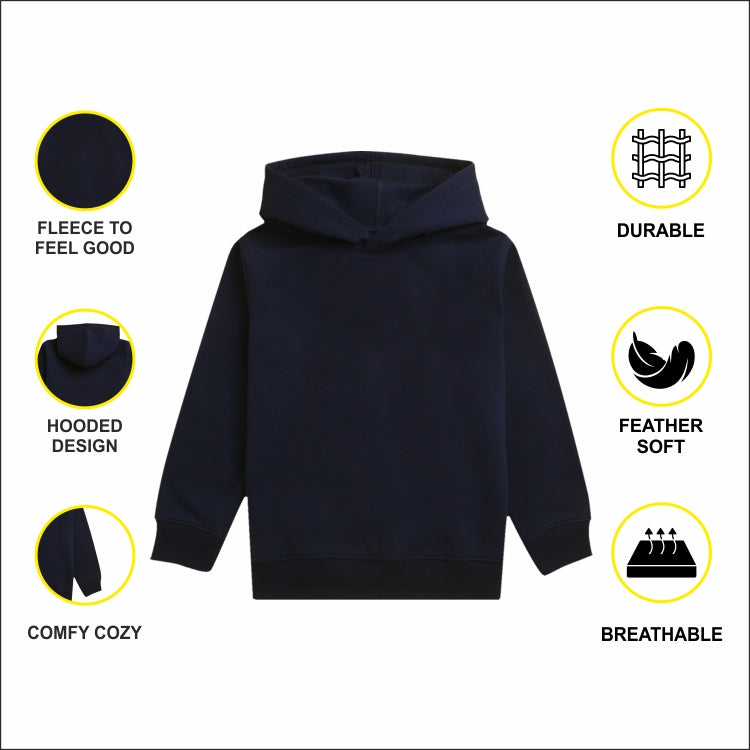 Nusyl Girl's Navy Blue Girl & Cute text Printed hoodie