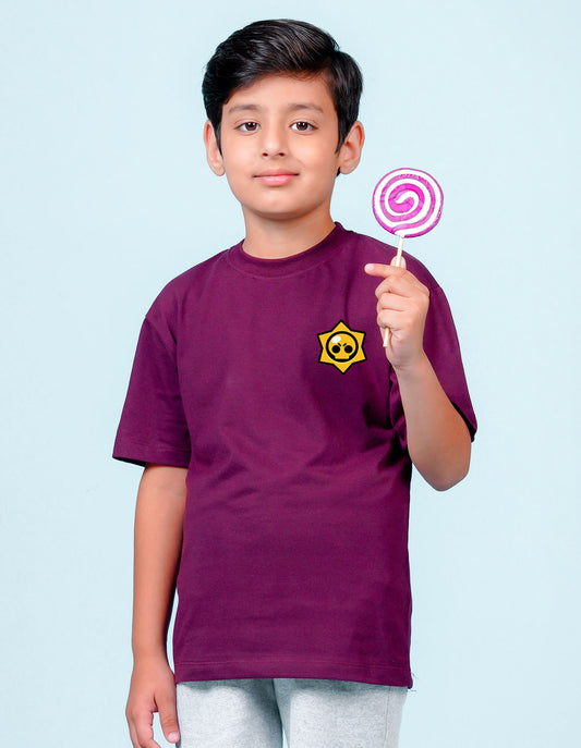 Nusyl Wine Boys Printed Oversized T-shirt
