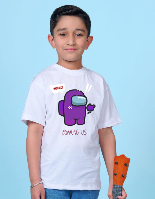 Nusyl White Boys Printed Oversized T-shirt