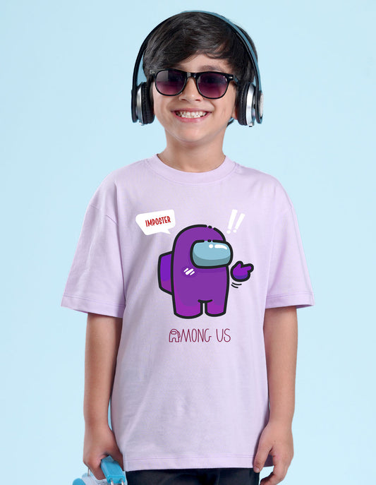 Nusyl Lilac Boys Printed Oversized T-shirt