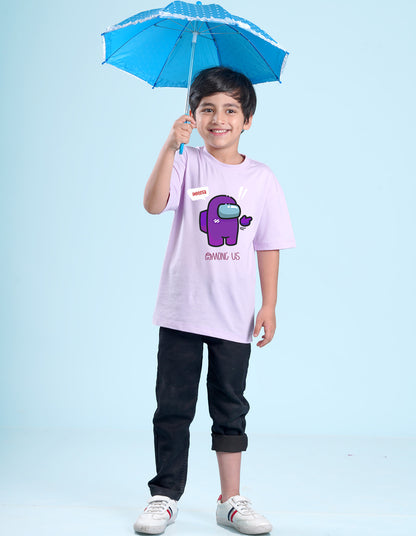 Nusyl Lilac Boys Printed Oversized T-shirt