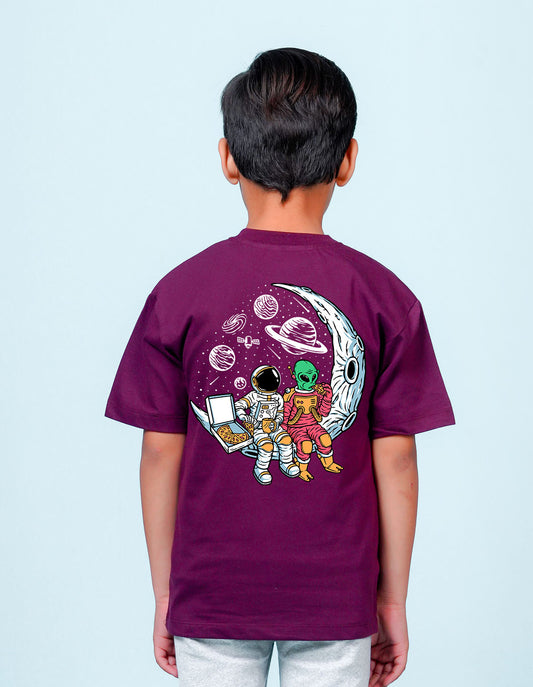Nusyl Wine Boys Printed Oversized T-shirt
