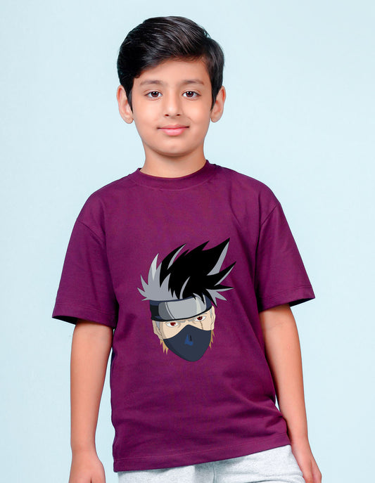 Nusyl Wine Boys Printed Oversized T-shirt