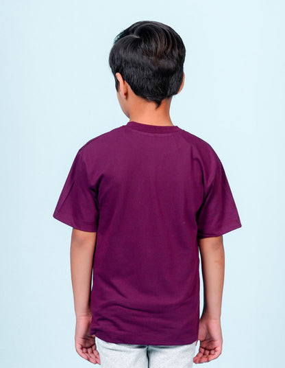 Nusyl Wine Boys Printed Oversized T-shirt
