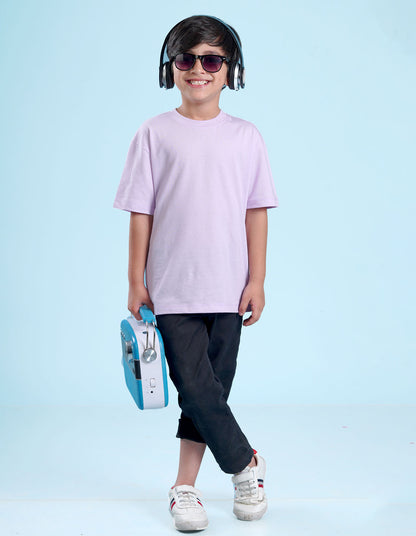 Nusyl Lilac Boys Printed Oversized T-shirt