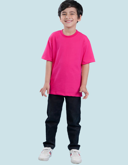 Nusyl Hot Pink Boys Printed Oversized T-shirt