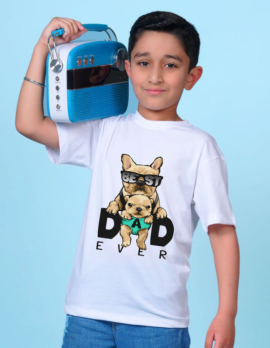 Nusyl White Boys Printed Oversized T-shirt
