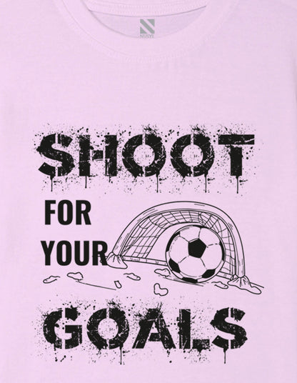 Nusyl Boys Lilac Shoot For Your Goals Printed Short sleeve Cotton Blend Oversized T-shirts