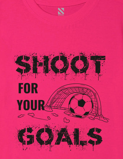 Nusyl Boys Hot Pink Shoot For Your Goals Printed Short sleeve Cotton Blend Oversized T-shirts