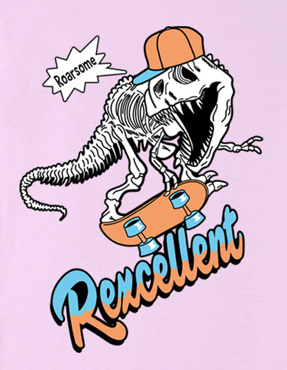 Nusyl Boys Lilac Dinosaur & Text Back  Printed Short sleeve Cotton Blend Oversized T-shirts