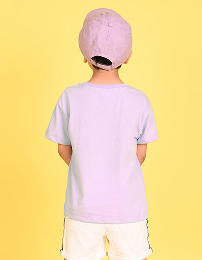 Nusyl Boys Lilac Naruto Printed Short sleeve Cotton Blend Oversized T-shirts
