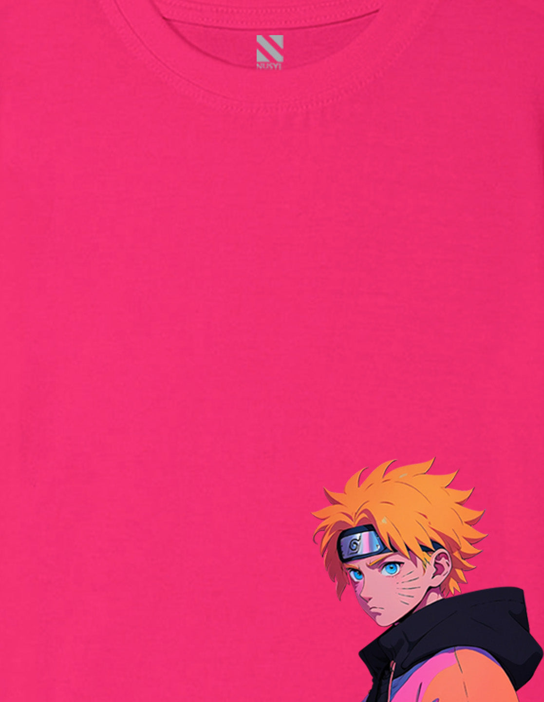 Nusyl Boys Hot Pink Naruto Printed Short sleeve Cotton Blend Oversized T-shirts