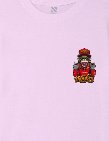 Nusyl Boys Lilac Monkey Funky Printed Short sleeve Cotton Blend Oversized T-shirts