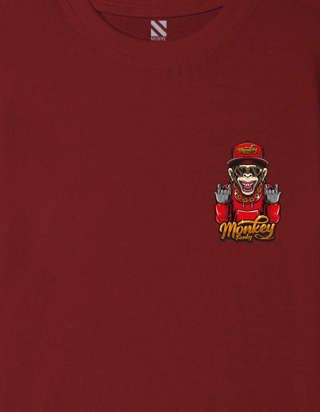 Nusyl Boys Wine Monkey Funky Printed Short sleeve Cotton Blend Oversized T-shirts