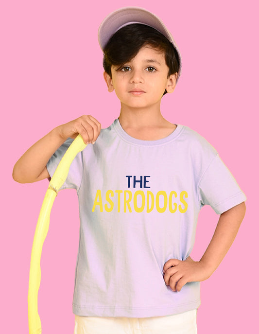 Nusyl Boys Lilac The Astrodogs Text Printed Short Sleeve Oversized T-Shirt