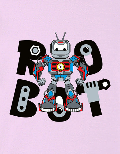 Nusyl Boys Lilac Robot Text Printed Short Sleeve Oversized T-Shirt