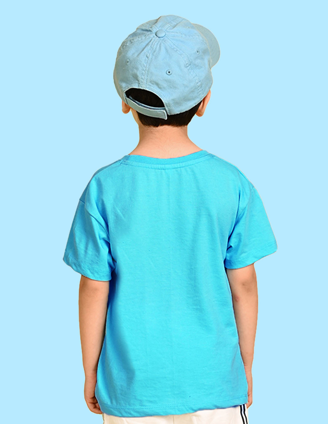 Nusyl Boys Sky Blue Robot Text Printed Short Sleeve Oversized T-Shirt