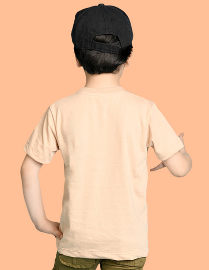 Nusyl Boys Beige Racing  Car & Teddy Bear Printed Short Sleeve Oversized T-Shirt