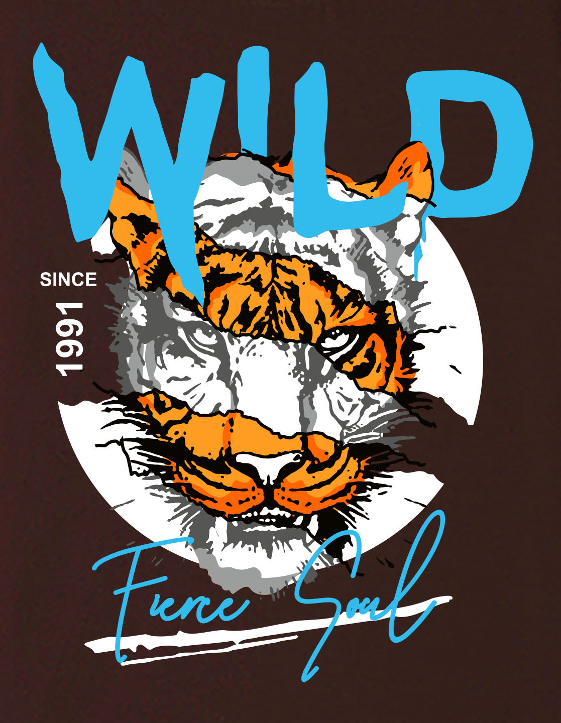 Nusyl Boys Brown Wild Text Printed Short Sleeve Oversized T-Shirt