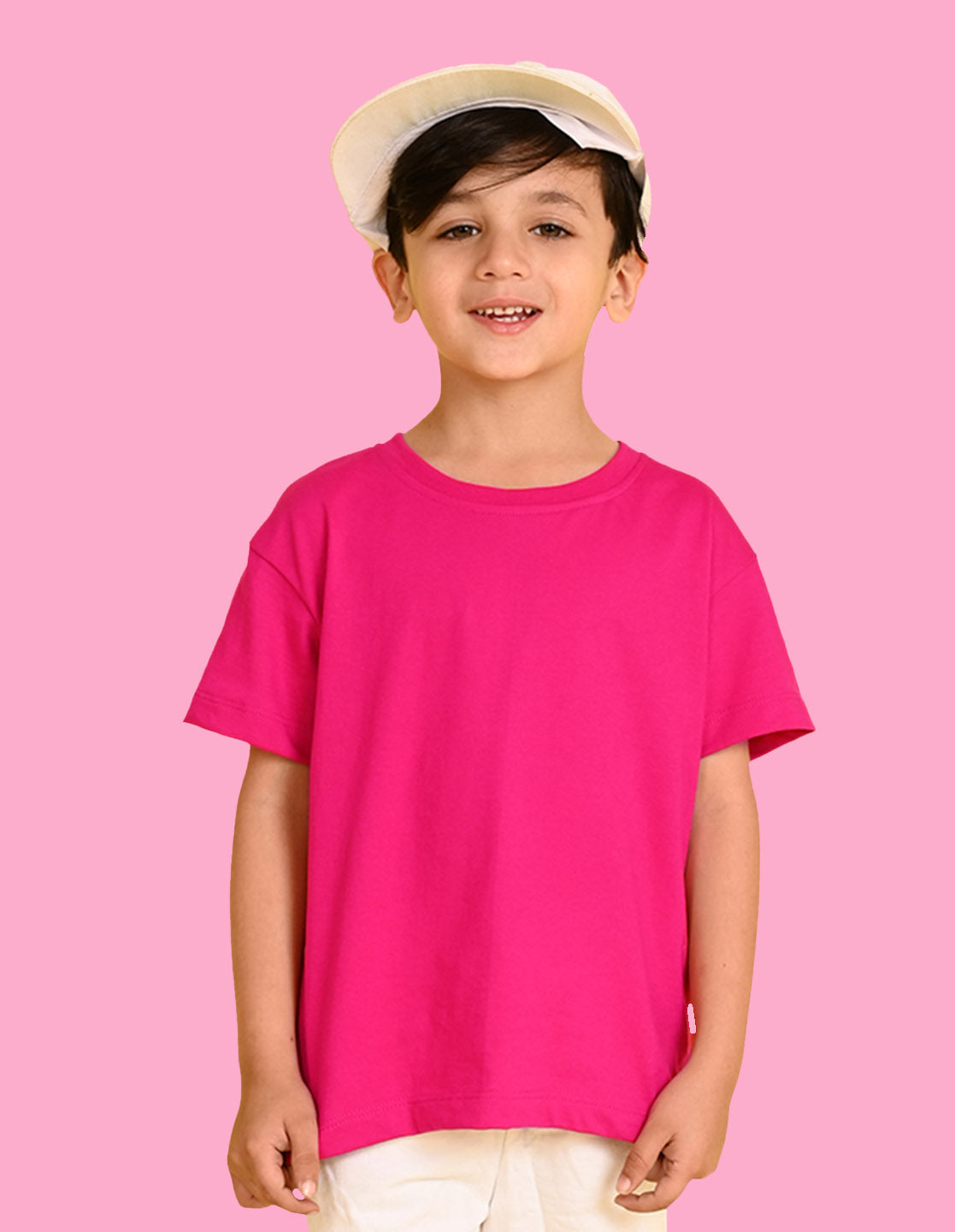 Nusyl Boys Hot Pink Wild Text Printed Short Sleeve Oversized T-Shirt