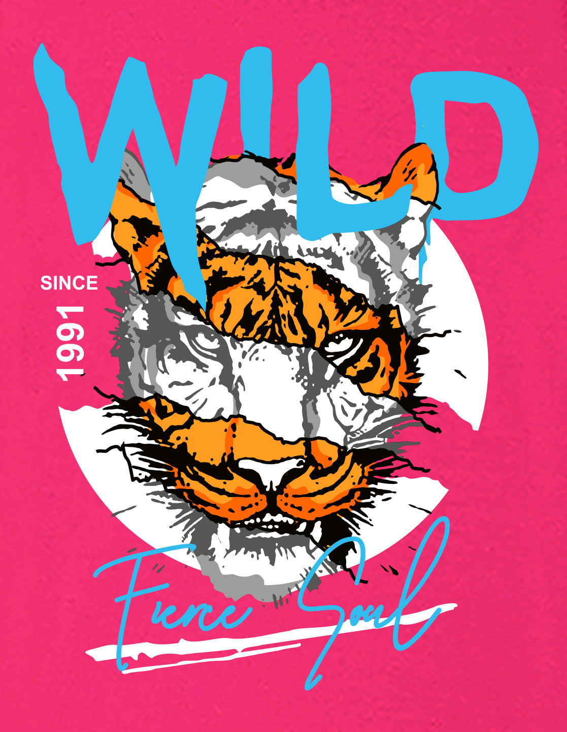 Nusyl Boys Hot Pink Wild Text Printed Short Sleeve Oversized T-Shirt