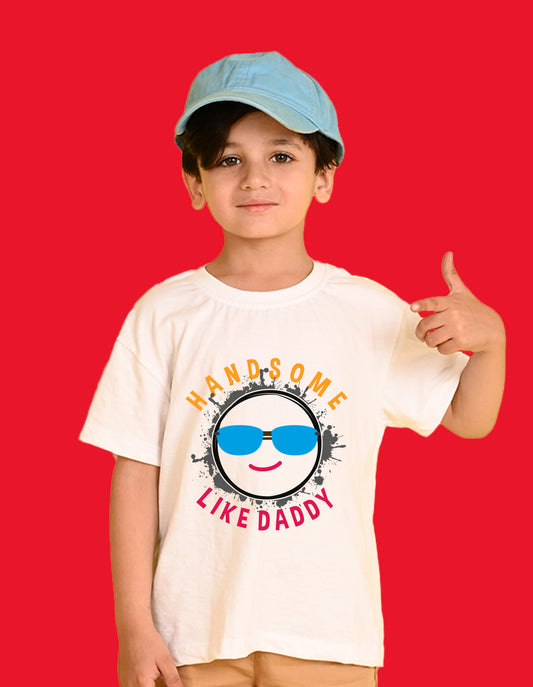 Nusyl Boys White Hand Some Text Printed Short Sleeve Oversized T-Shirt