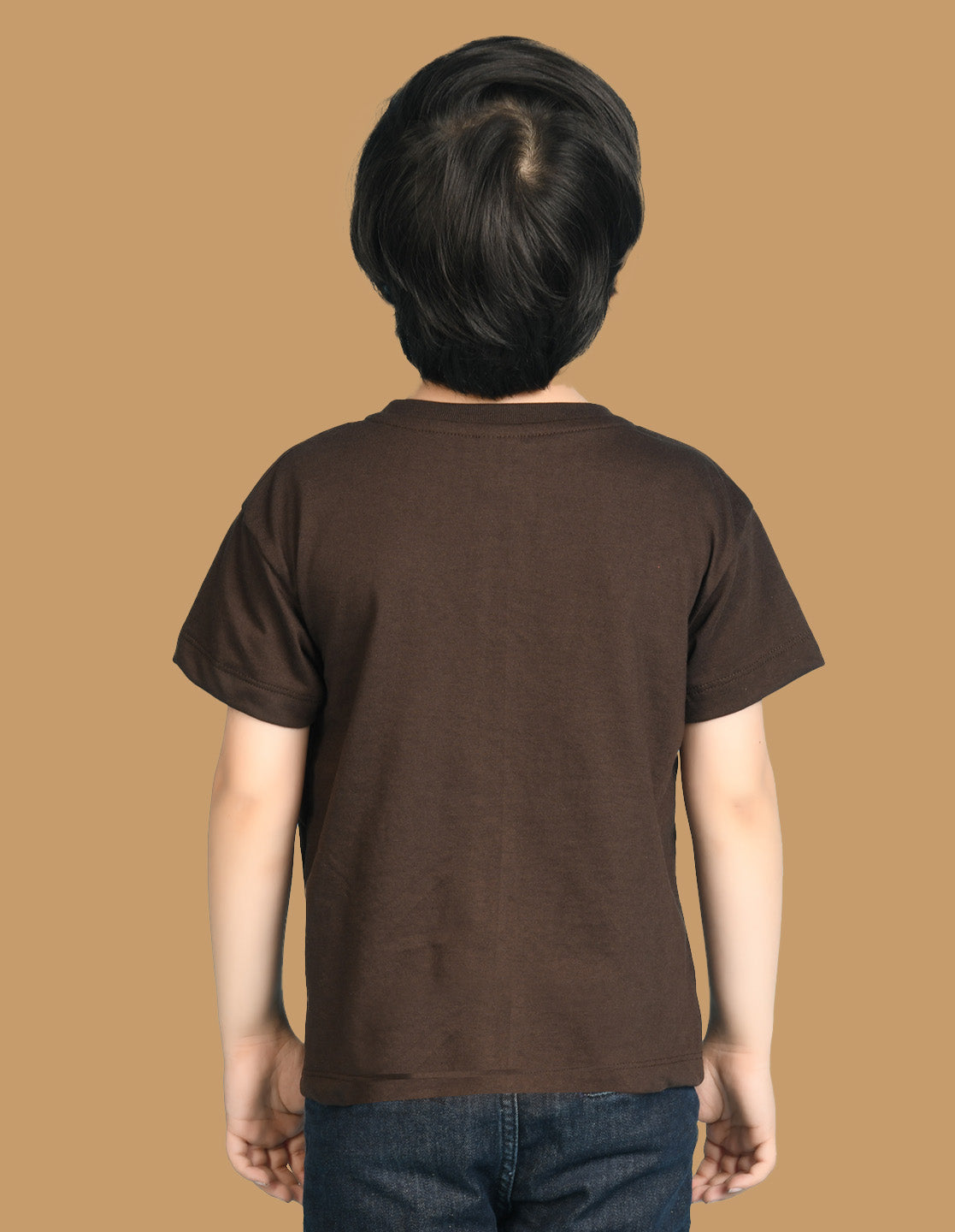 Nusyl Boys Brown Hand Some Text Printed Short Sleeve Oversized T-Shirt
