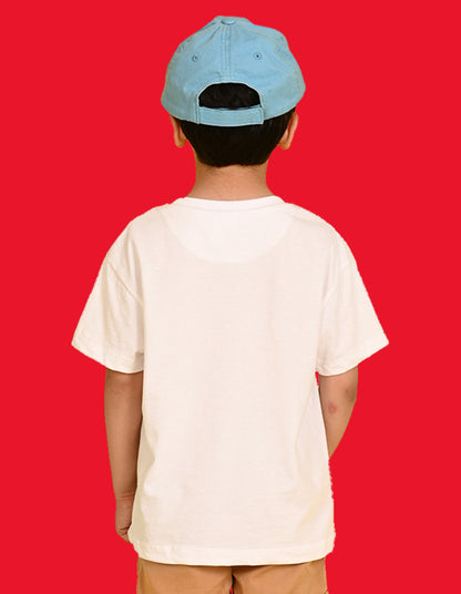Nusyl Boys White Just One More Game Text Printed Short Sleeve Oversized T-Shirt