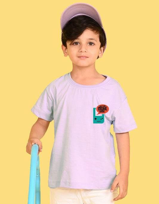 Nusyl Boys Lilac Just One More Game Text Printed Short Sleeve Oversized T-Shirt