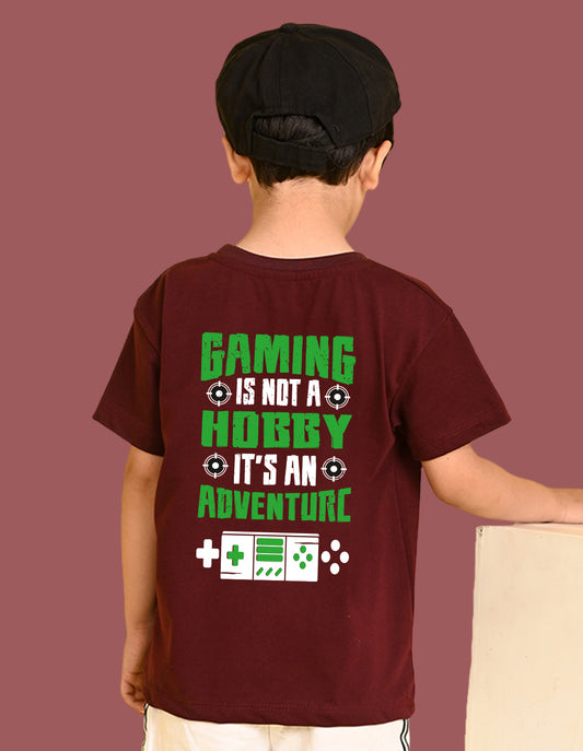 Nusyl Boys Wine Gaming is Not A Hobby Text Printed Short Sleeve Oversized T-Shirt