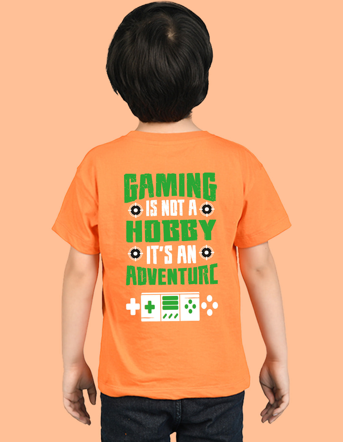 Nusyl Boys Orange Gaming is Not A Hobby Text Printed Short Sleeve Oversized T-Shirt