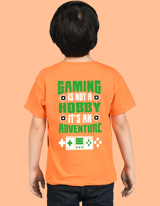 Nusyl Boys Orange Gaming is Not A Hobby Text Printed Short Sleeve Oversized T-Shirt