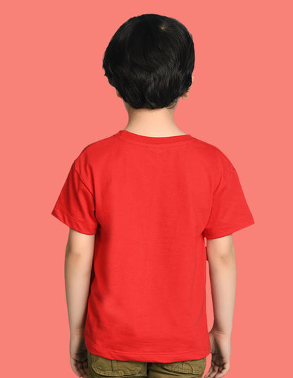 Nusyl Boys Red Best Win Text Printed Short Sleeve Oversized T-Shirt